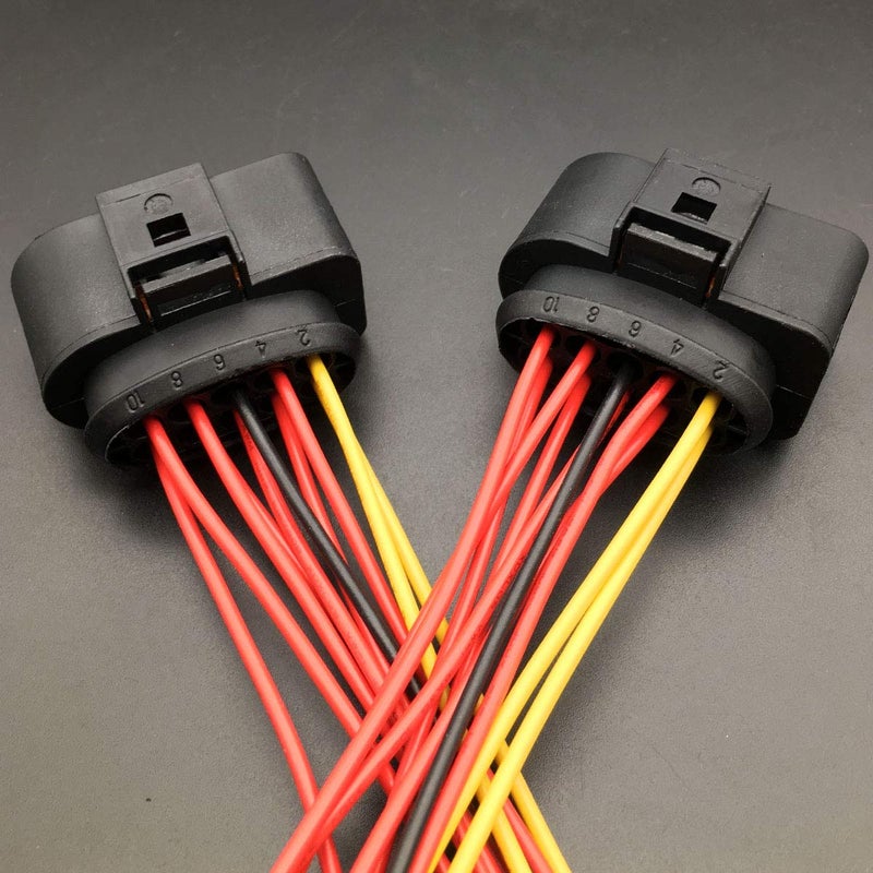 IBVIBV 2 Pack Headlight Wiring Pigtail Connector Plug 10pin 1J0973735 Compatible with r Audi A3 VW Jetta Mk4 - Image 3